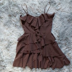 BEBE silk ruffle dress